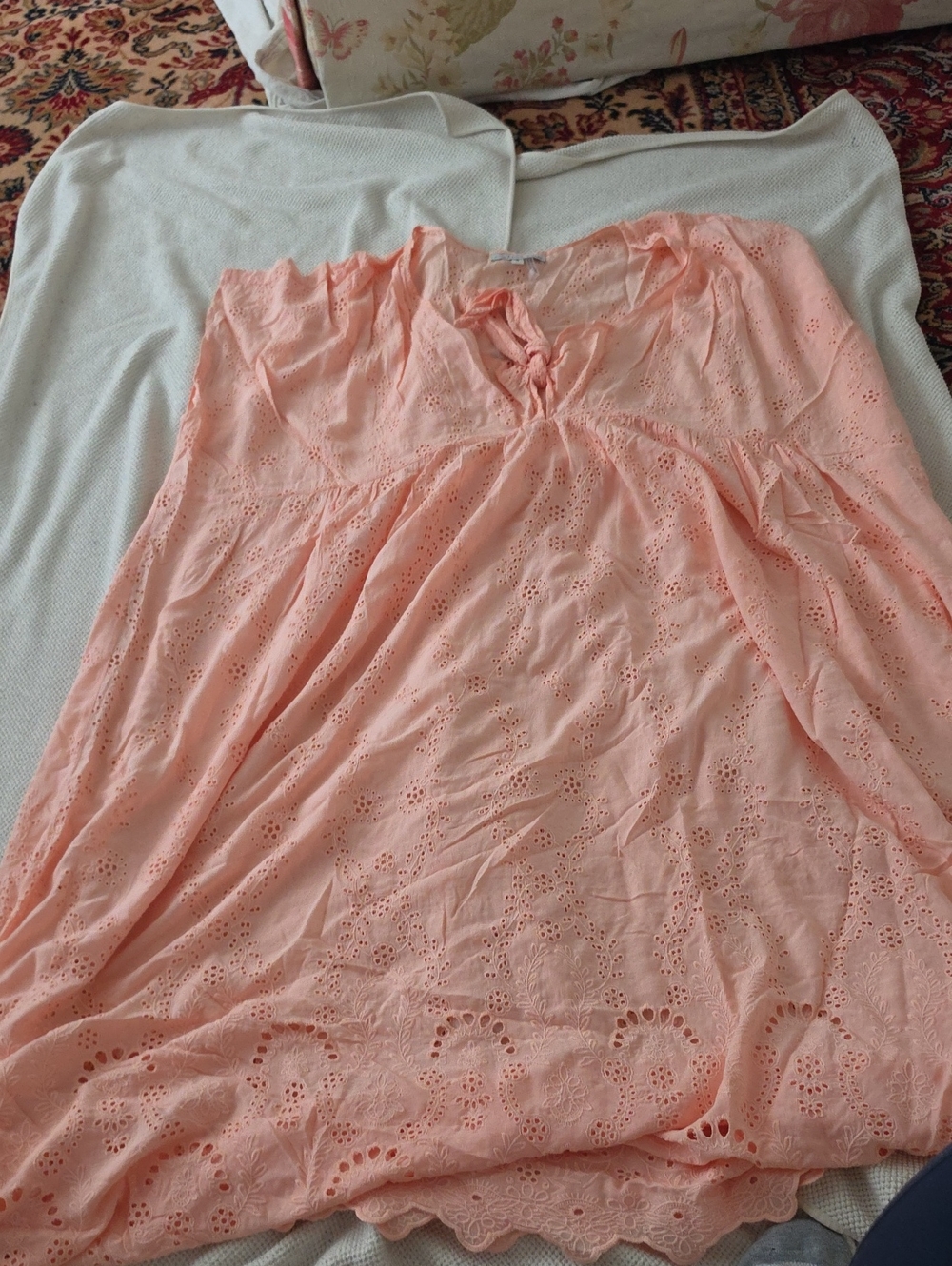 Young Fabulous & Broke Peach Eyelet Top